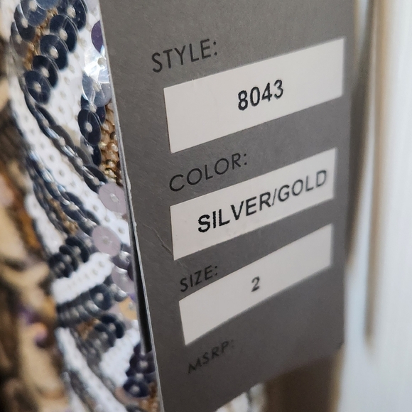 Lucci Lu Evening dress size 2, style 8043 silver and gold sequins - Picture 6 of 6